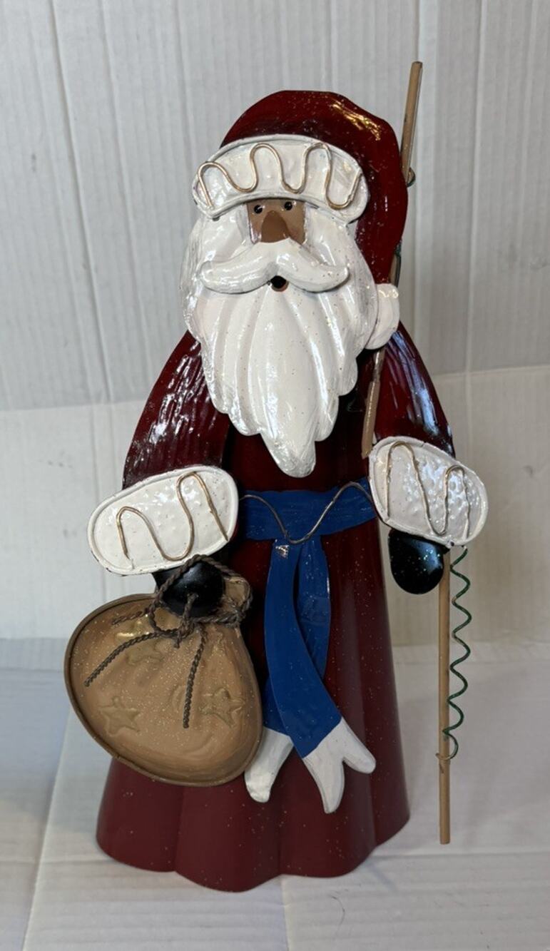 Rustic Metal Santa Figurine Tabletop or Hanging 12"